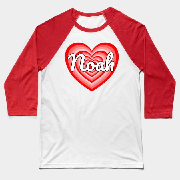 I Love Noah Heart Funny Noah Name Noah Gift Baseball T-Shirt by Popular Objects™